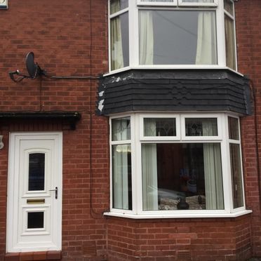 A before and after photograph of a customers windows.